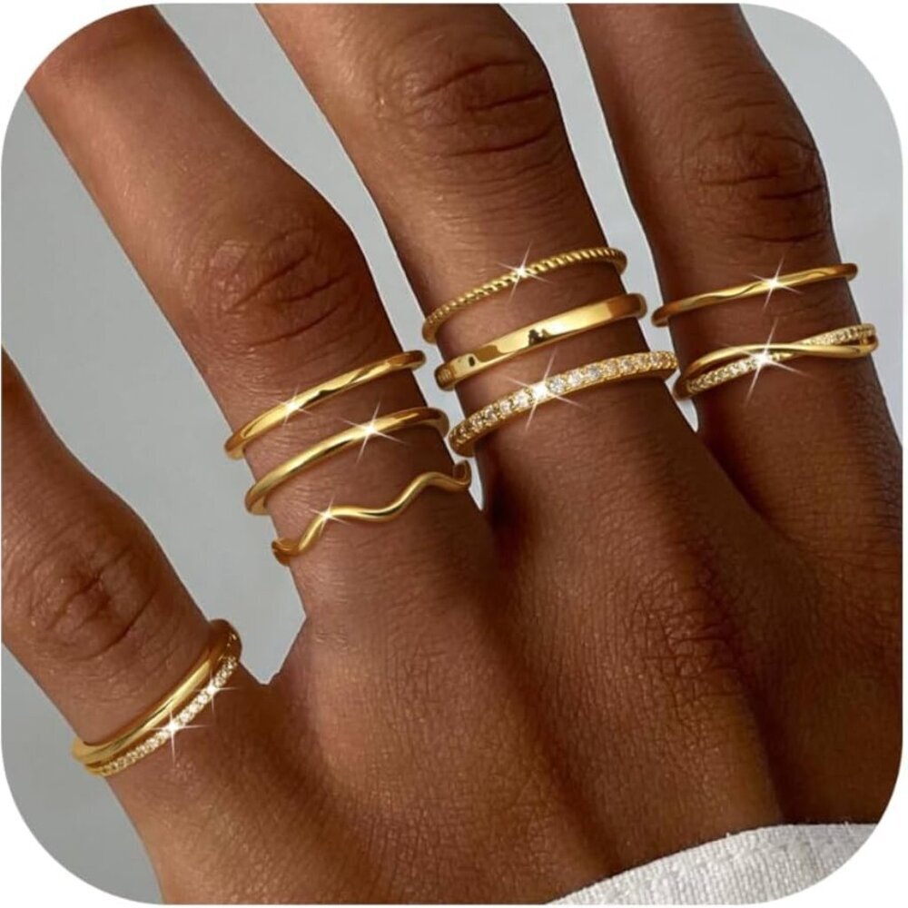 Gold Stackable Rings Women Adjustable Thin Jewelr… - image 1